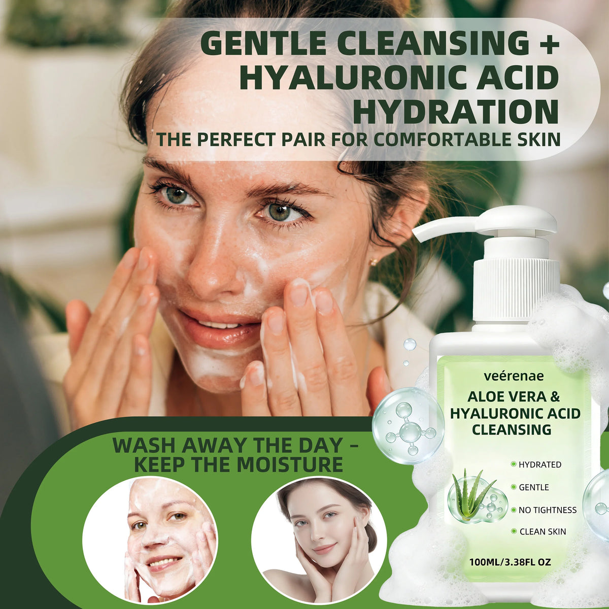 Aloe Vera & Hyaluronic Acid Face Wash – All Skin Types