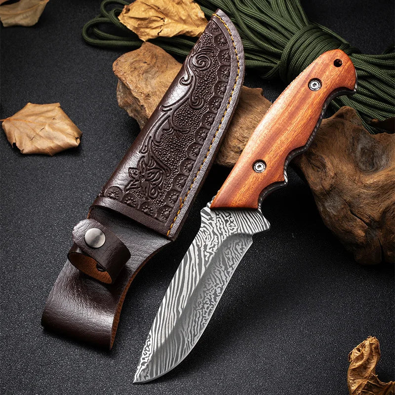 Damascus Steel Kitchen Knife – Sharp Stainless Blade, 10.5cm