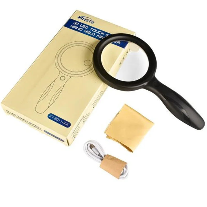 135mm LED Handheld Magnifier – Rechargeable 2x/13x Loupe