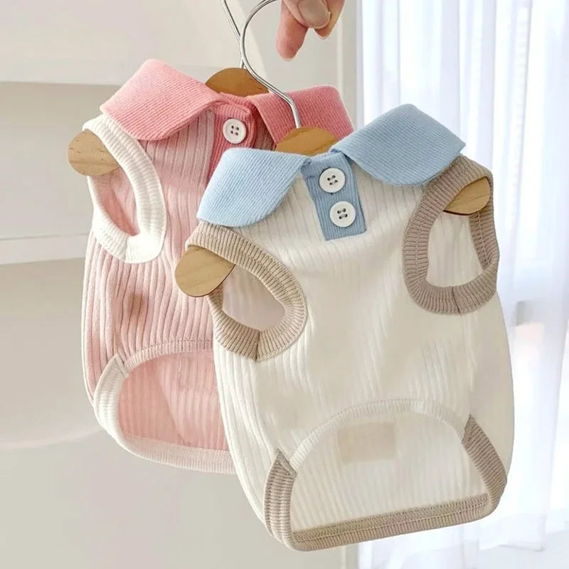 Autumn Pet Dog Polo Shirt Breathable Clothes Fashion Puppy Vest Cute