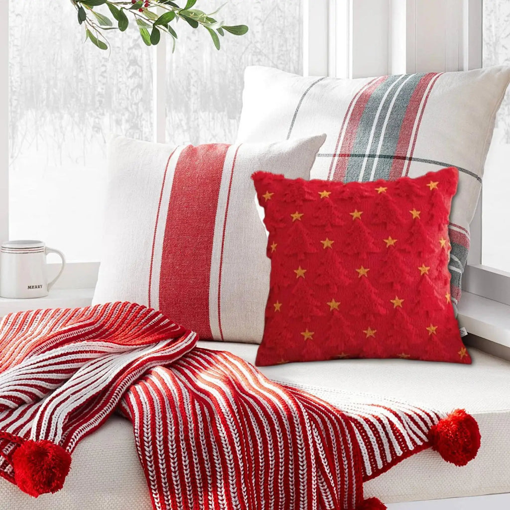 Christmas Tree Pillow Covers 17.7" | Star Pattern Cushion Cover