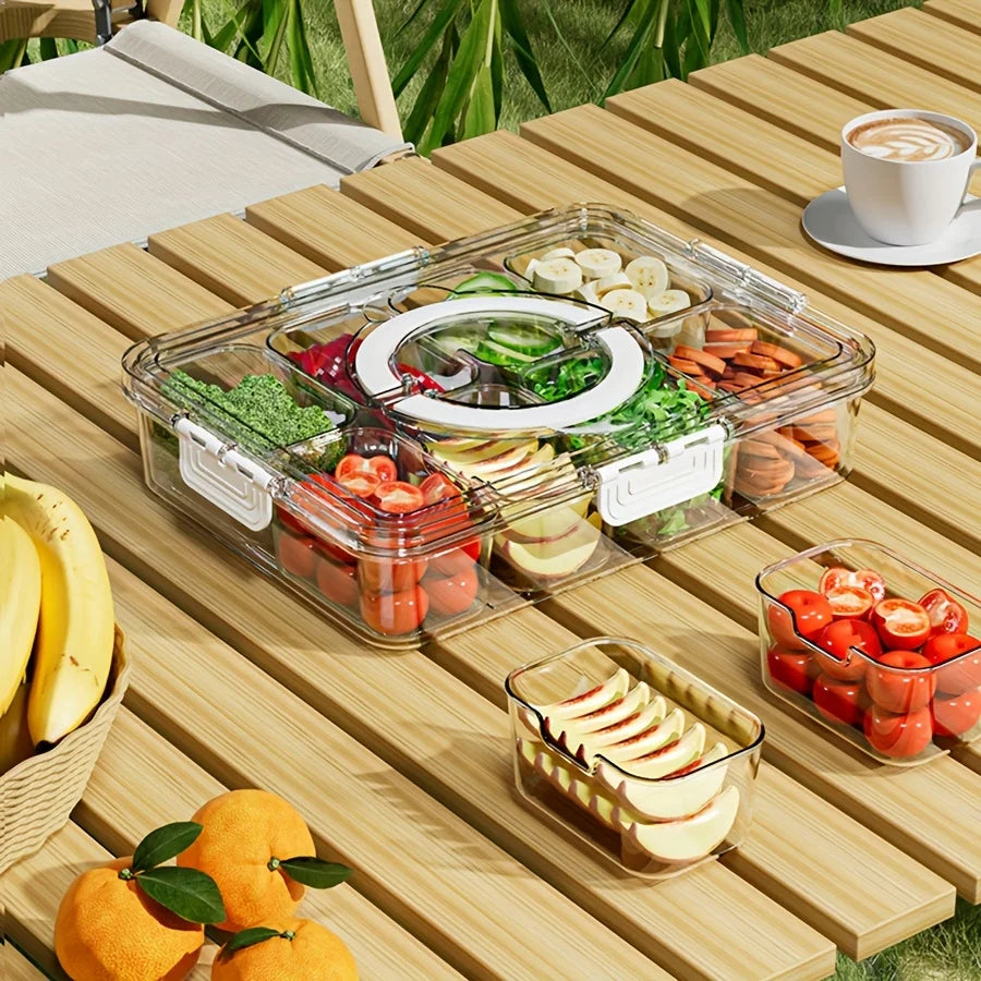 Divided Plate Lid Food Storage Box Snack 4 8 Grid Fruit Refrigerator