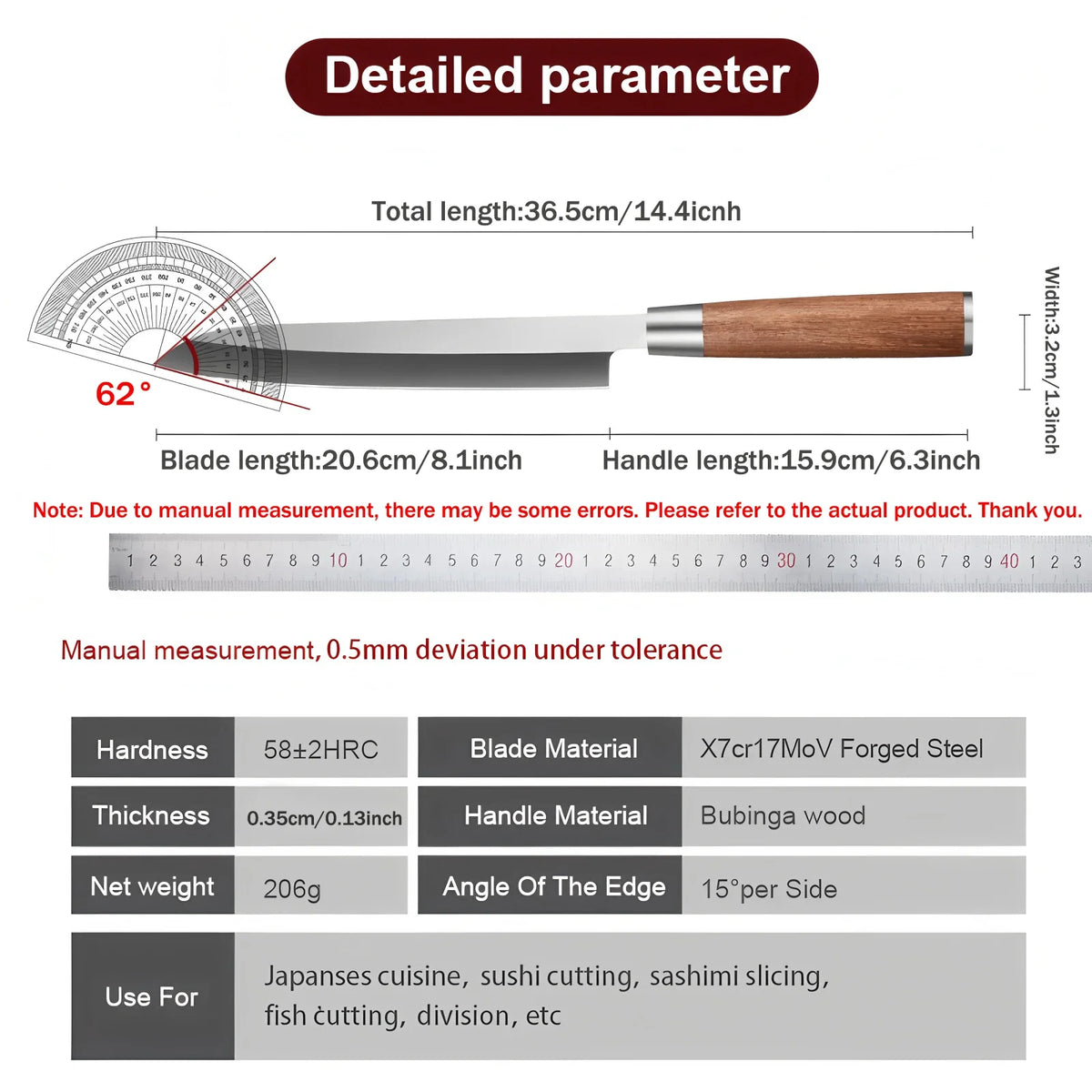 High Carbon Sashimi Knife – Sushi Salmon Chef Knife