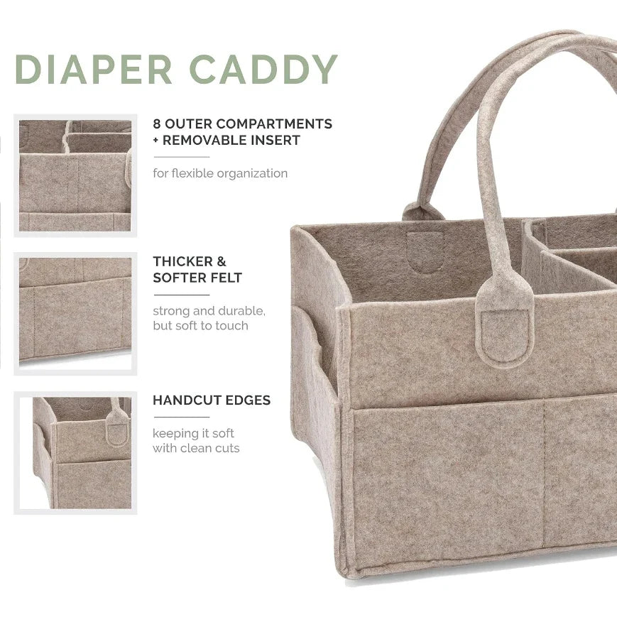 Diaper Caddy Felt Nursery Organizer | Home & Car Storage Bin