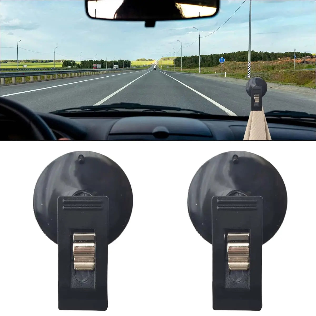 Car Window Suction Cup Clip Holder – 2pcs Multipurpose Mount