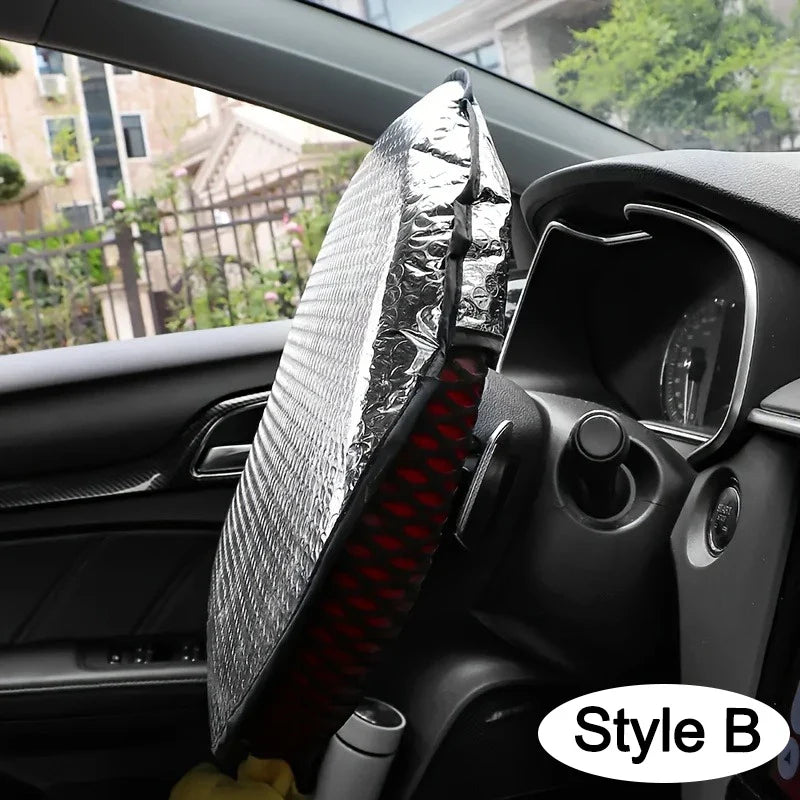 Car Steering Wheel Sun Shade Double Thick Protection Foldable Anti-uv