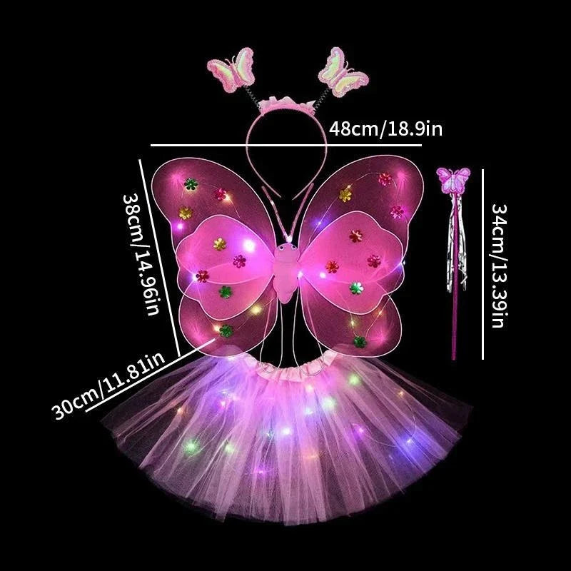 Luminous Wings Flashing Butterfly Skirt Lights Suit LED Children