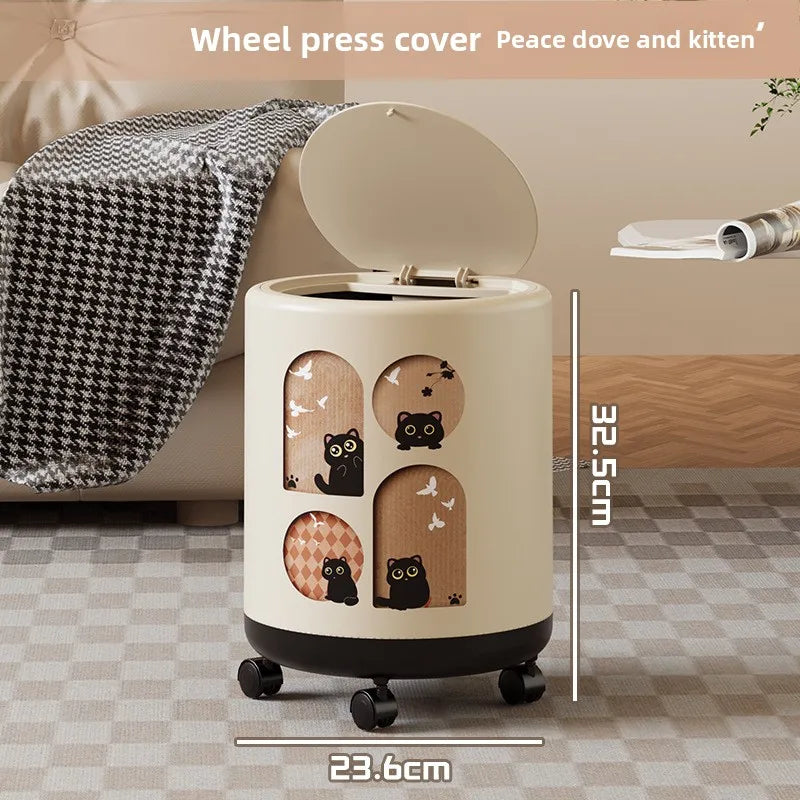 Premium Lidded Trash Can with Wheels – Large Waste Bin