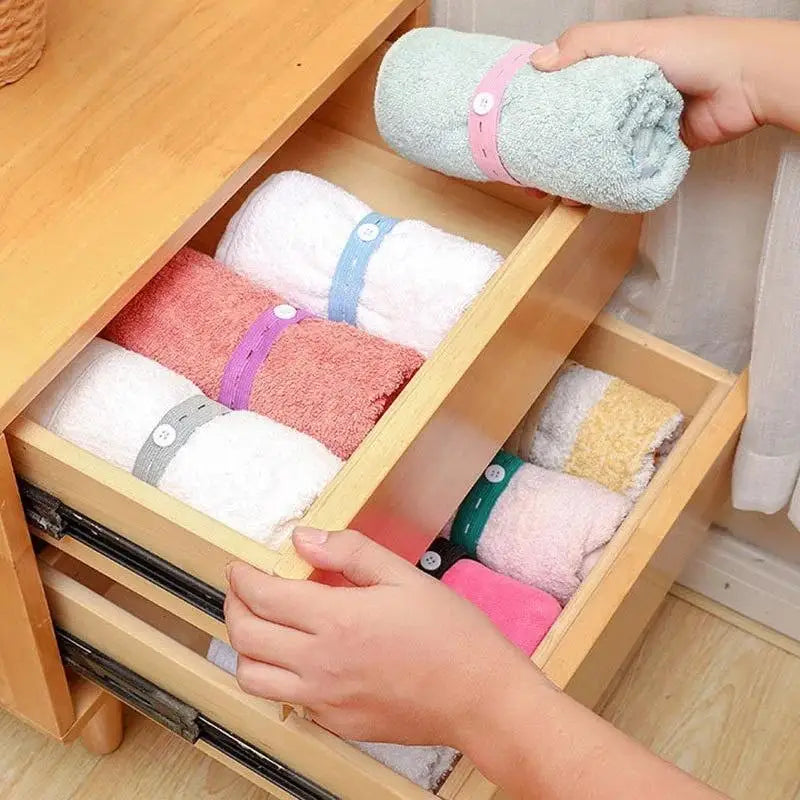 10-Pack Nylon Elastic Bands with Button Hole | Clothes Organizer