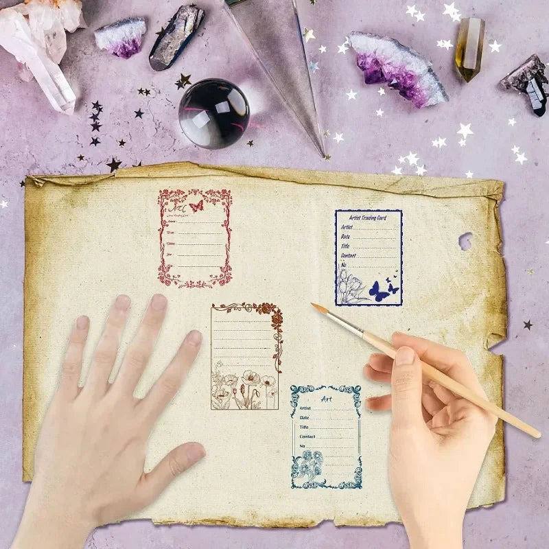 ATC Frames Clear Stamp – Vintage Butterfly & Flowers Journaling
