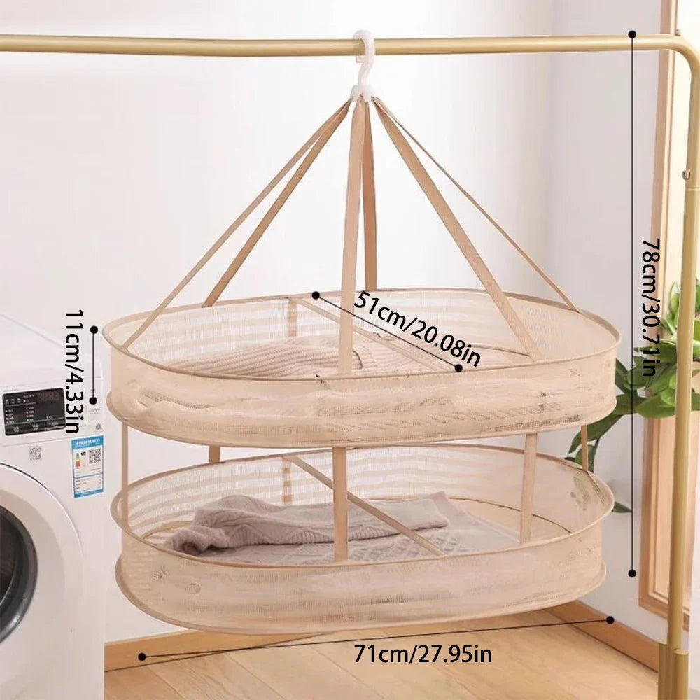 Foldable Hanging Mesh Laundry Bag Windproof Stretch Resistant