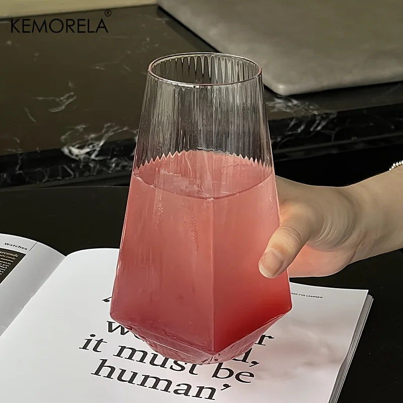 KEMORELA 500ml Geometric Crystal Highball Glasses – 1 or 2 Pack