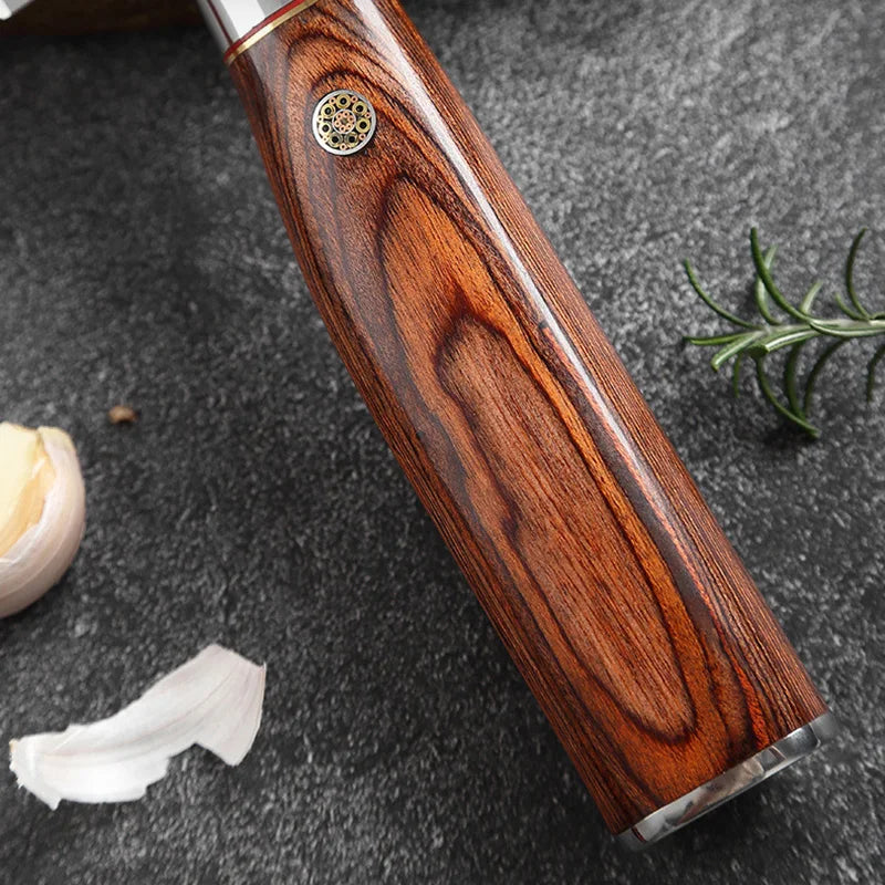 XUAN FENG Damascus Steel Chef Knife – 9" Wood Handle