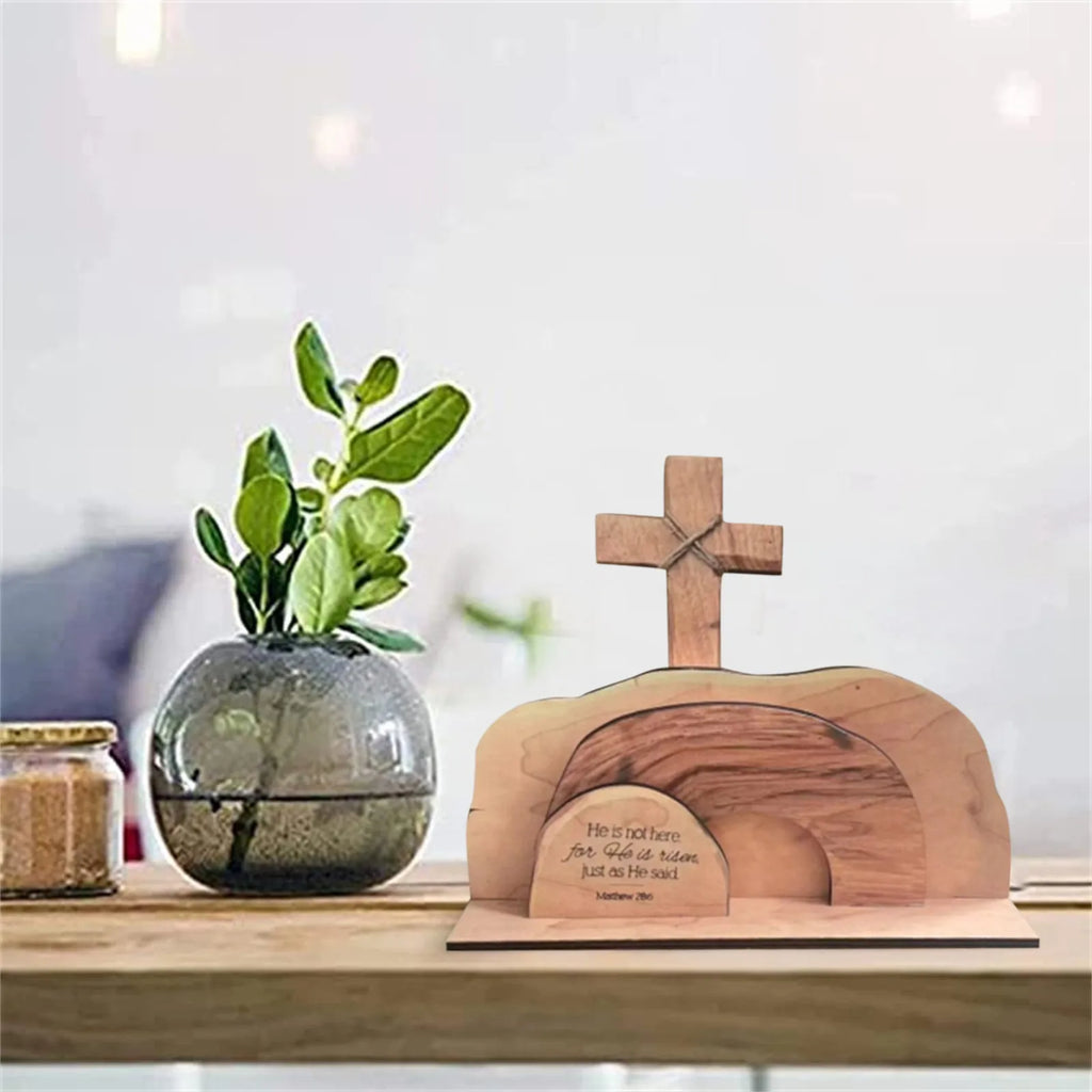 Easter Resurrection Scene Wooden Figurine | Christian Home Decor