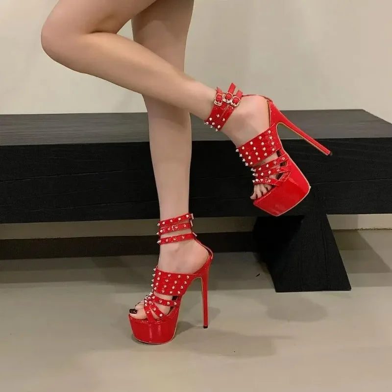 Women's Studded Platform Stiletto Sandals | Gothic Gladiator
