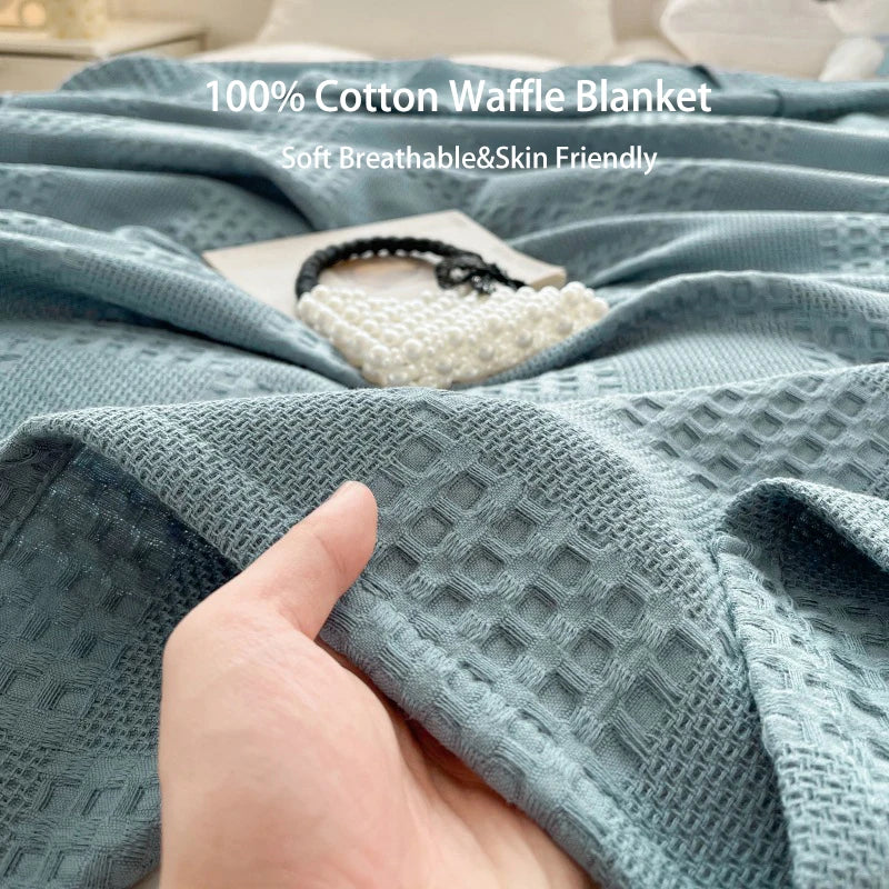 Battilo 100% Cotton Waffle Throw Blanket – Soft & Breathable