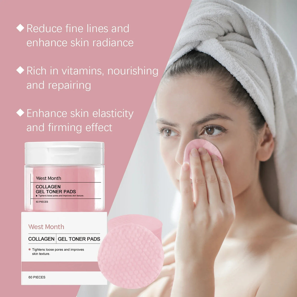 WEST MONTH Collagen Cleansing Pads – Brightening & Moisturizing