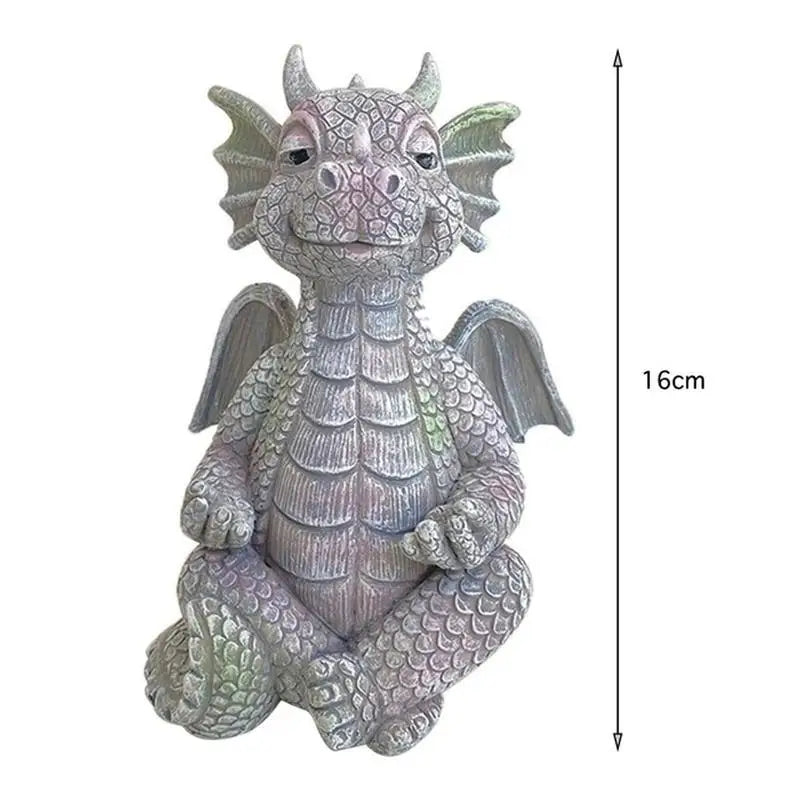 Dragon Meditation Statue LED Light Resin Garden Sculpture