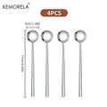 4-Piece Long Handle Stainless Steel Spoons – Gold & Silver