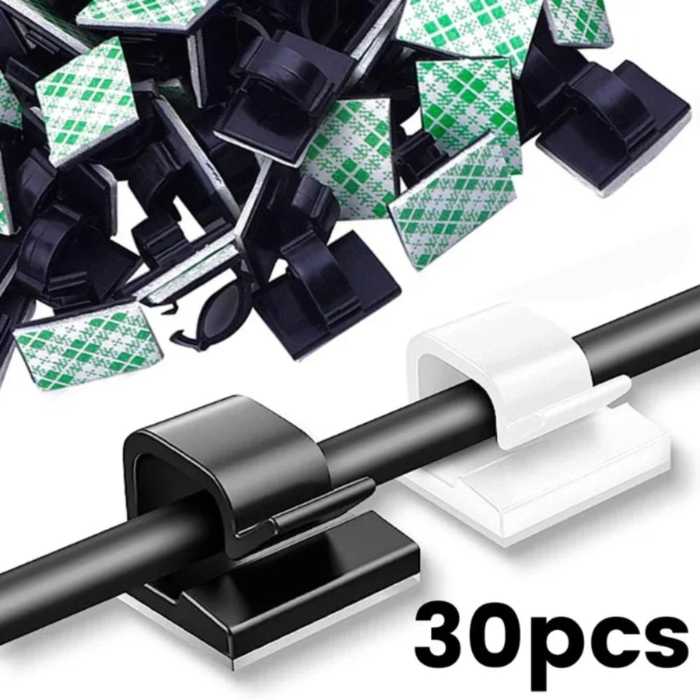 Self-Adhesive Cable Organizer Clips | Wire Management 1/10/30pk