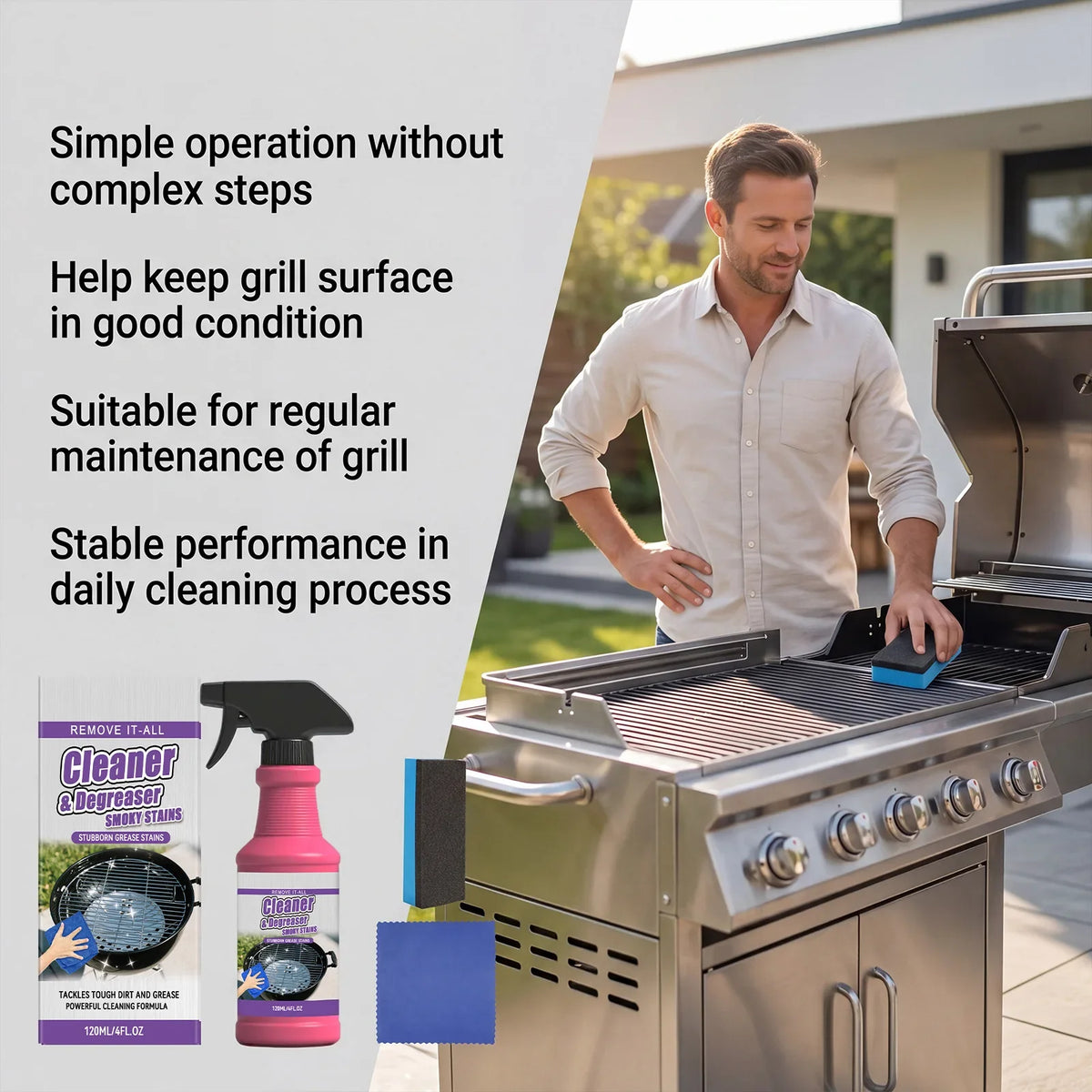 Heavy Duty BBQ Grill Cleaner Spray – Grease & Stain Remover