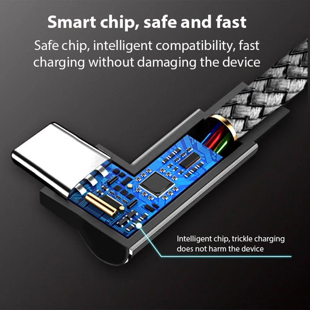 6A USB-C Right-Angle Fast Charging Cable 1M–8M | PS5 & Phone