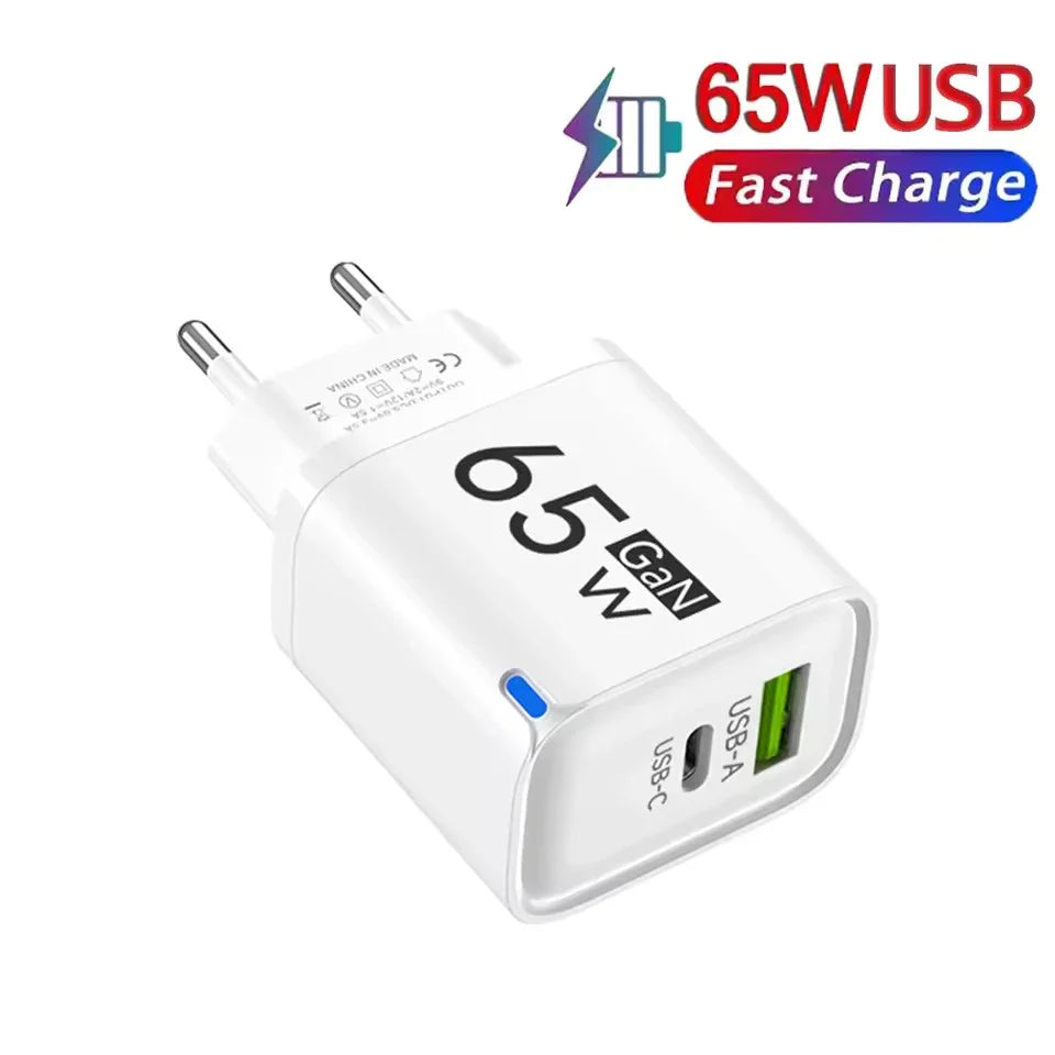 65W GaN USB-C PD Fast Charger | iPhone Samsung Travel QC 3.0