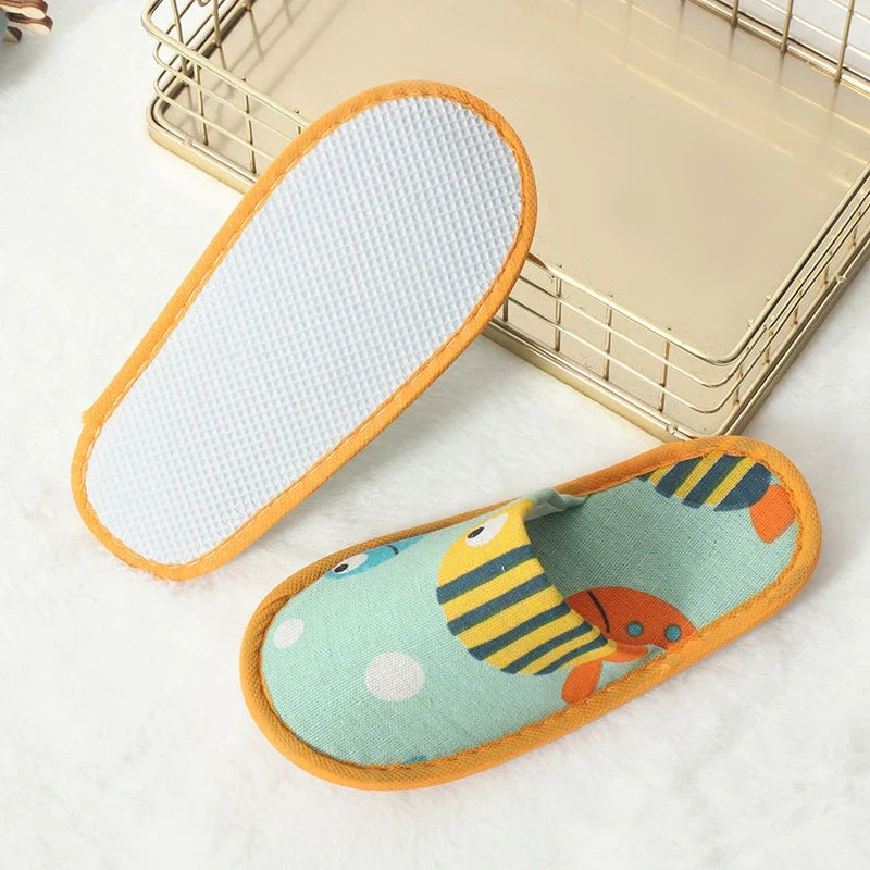 Kids Disposable Cartoon Slippers | Non-Slip Travel & Hotel