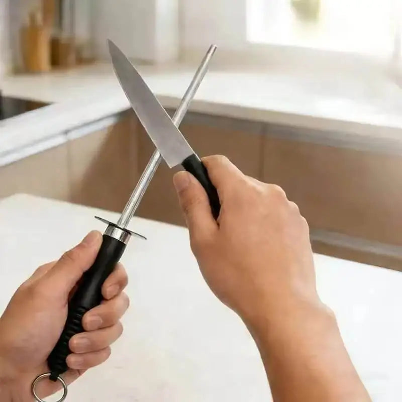 COOKCRAZE Knife Sharpening Rod – Anti-Slip Stainless Steel