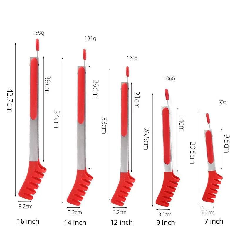 Stainless Steel Silicone Food Tongs – Heat Resistant BBQ Kitchen Clip