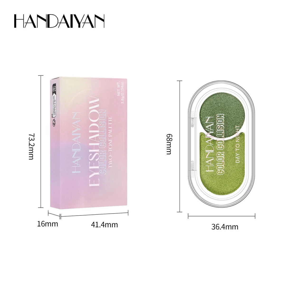 Handaiyan Pearl Shimmer Eyeshadow Palette – Waterproof, 2-Color