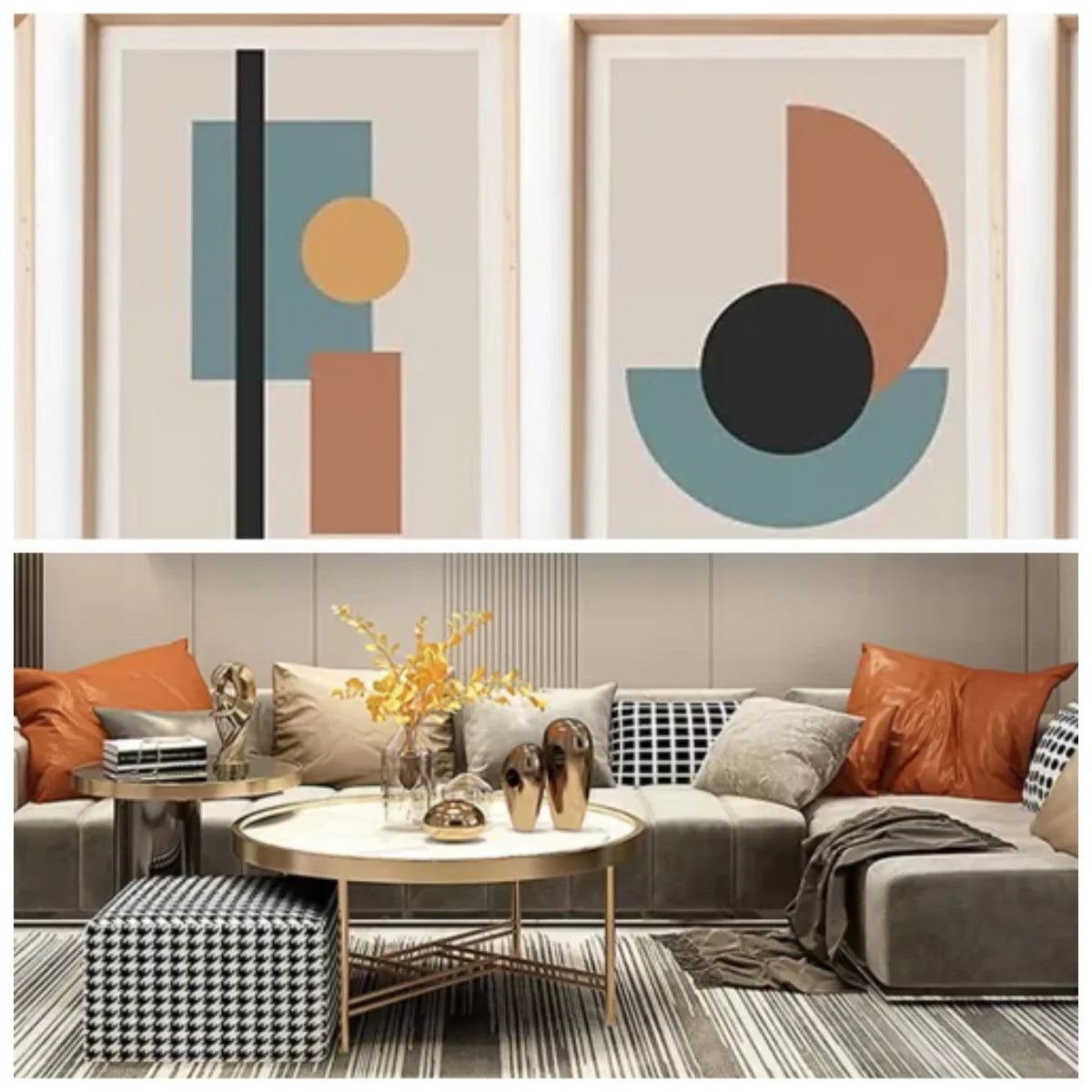 Boho Abstract Geometry Canvas Wall Art | Minimalist Print