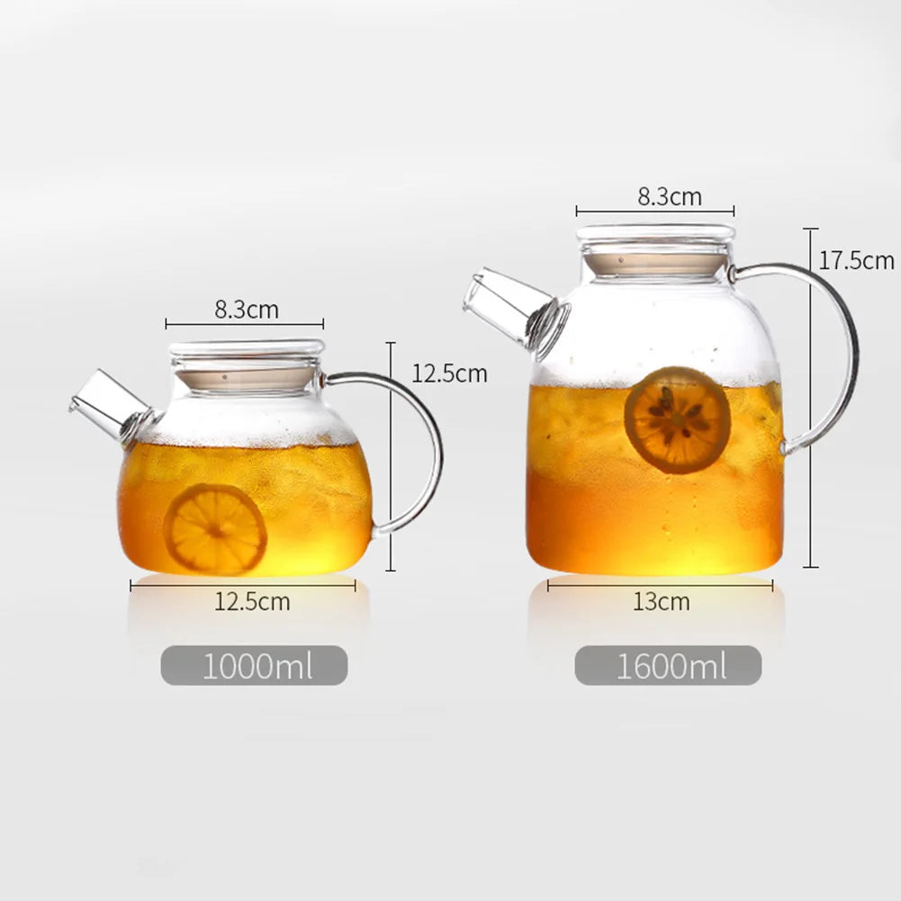 Borosilicate Glass Teapot 1L/1.6L – Heat-Resistant Clear Kettle