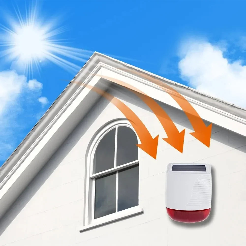 433MHz Solar-powered Wireless Siren Alarm 120dB Outdoor Security Horn