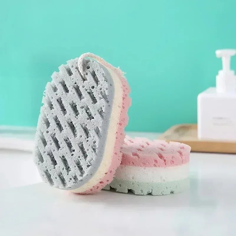 3-Layer Exfoliating Bath Sponge with Hanging Loop | Body Scrub