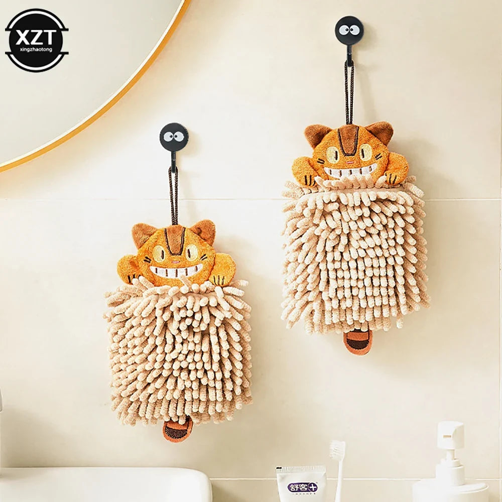 Cartoon Cat Chenille Hand Towel – Soft, Absorbent & Quick-Dry