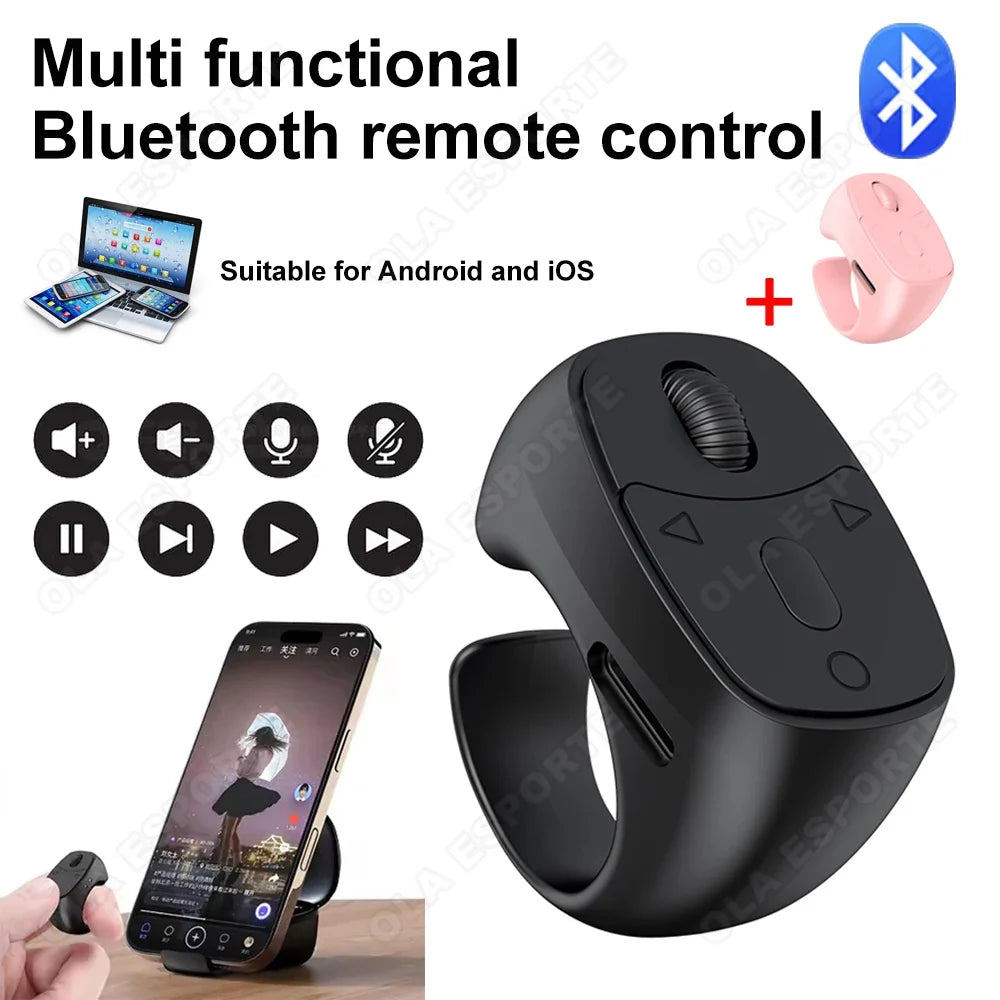 Bluetooth Ring Remote – Page Turner, Selfie & Video Scroller