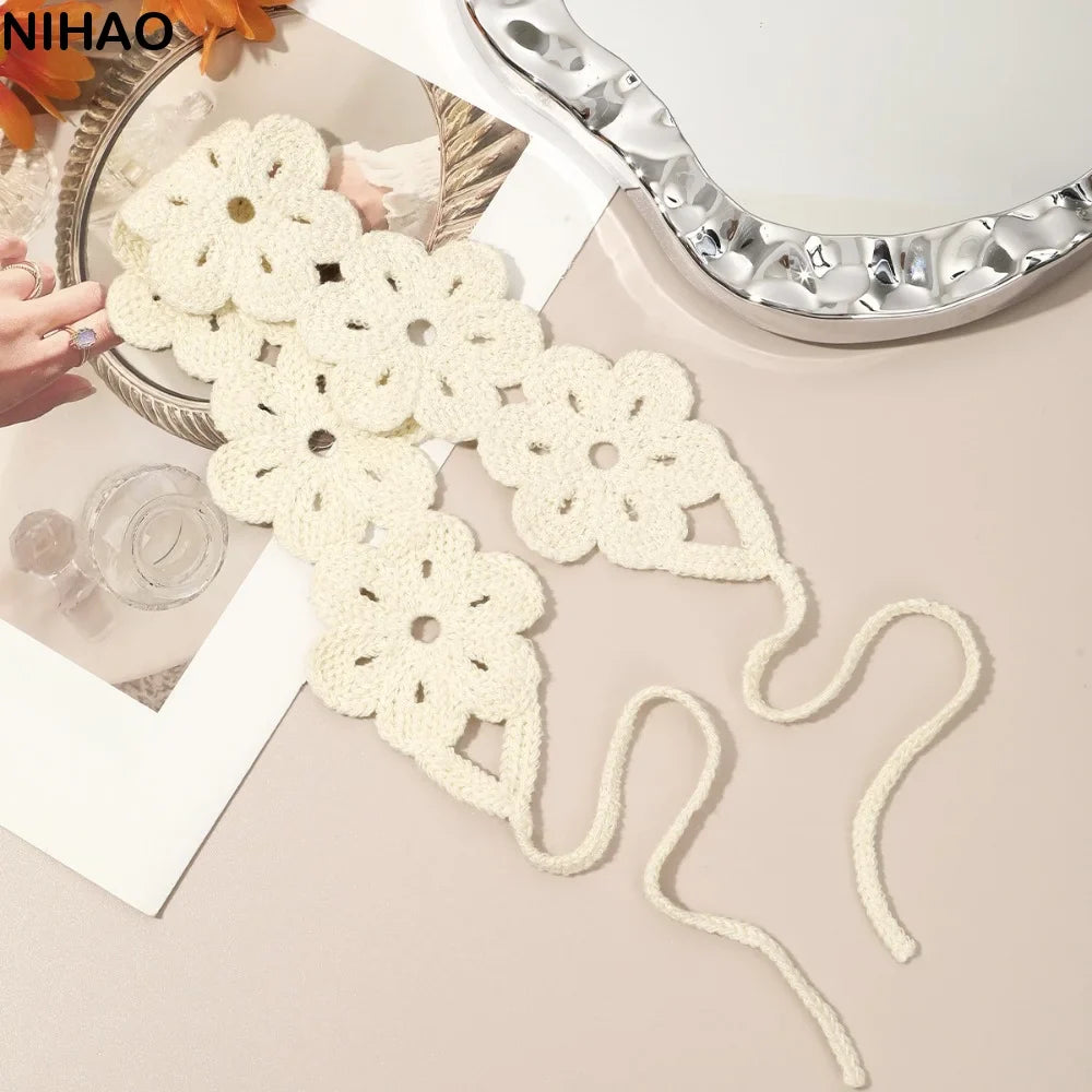 Crochet Flower Headband – Boho Floral Knit Hair Band for Women
