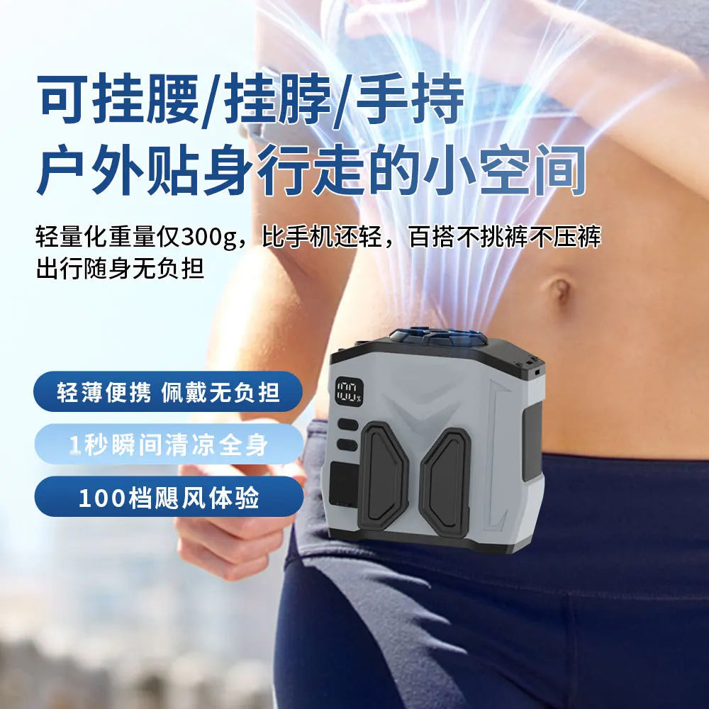 USB Rechargeable Waist & Neck Fan – Portable Turbine Outdoor Fan