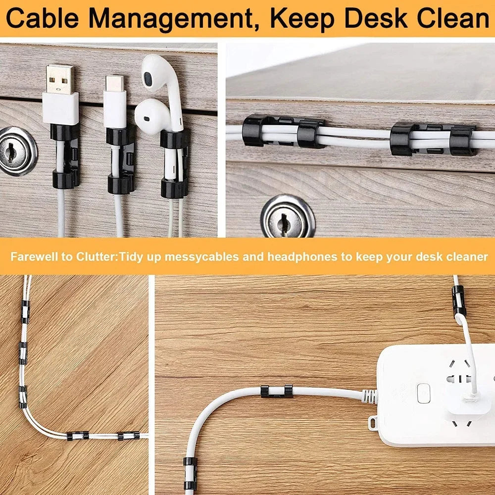 Self-Adhesive Cable Organizer Clips | Transparent Wire Holder