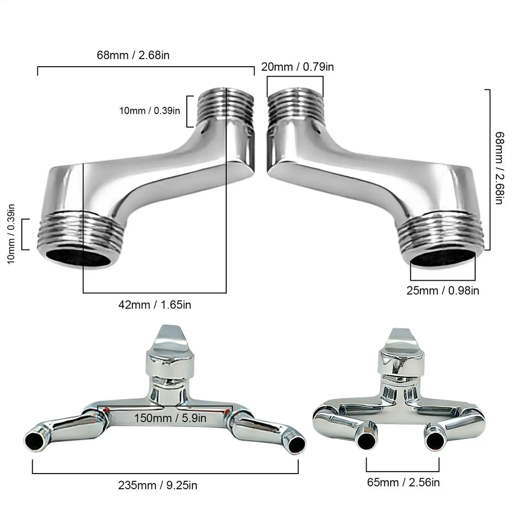 Adjustable Angle Shower Faucet Adapter – Tub Connector 2-Pack
