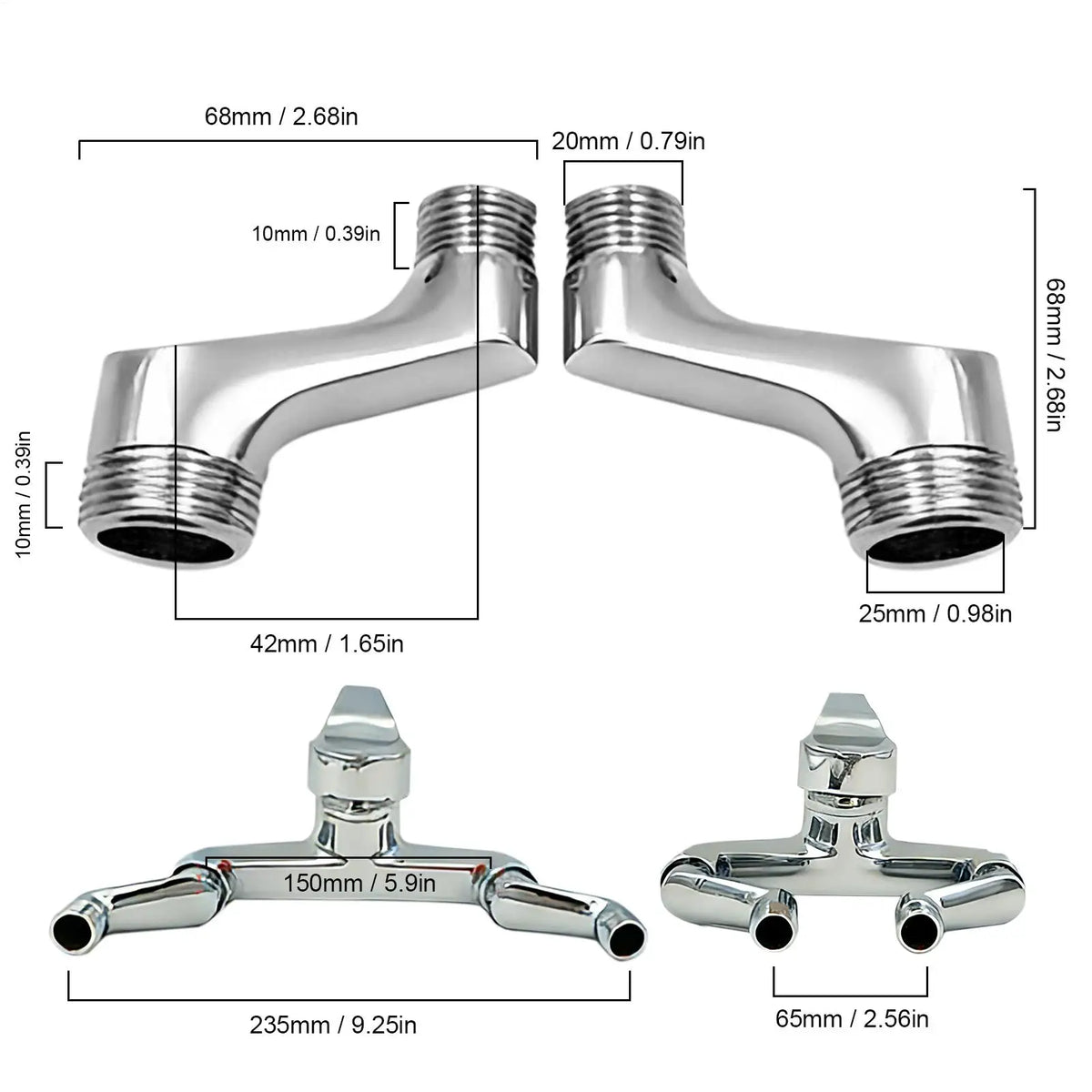 Adjustable Angle Shower Faucet Adapter – Tub Connector 2-Pack