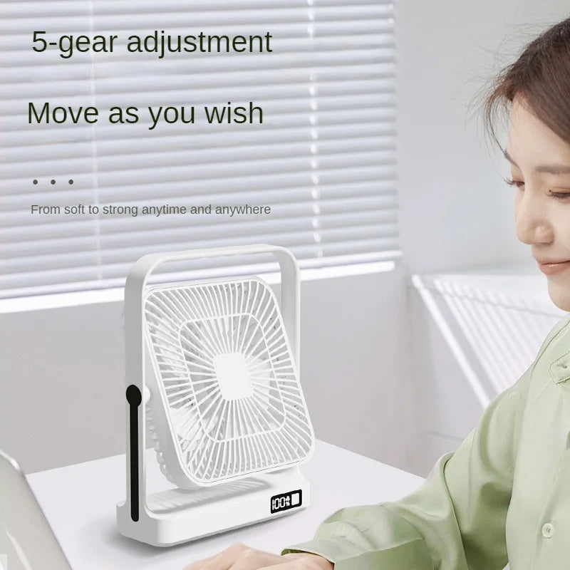M09 Rechargeable Desktop Wall Fan – 3600mAh USB Battery