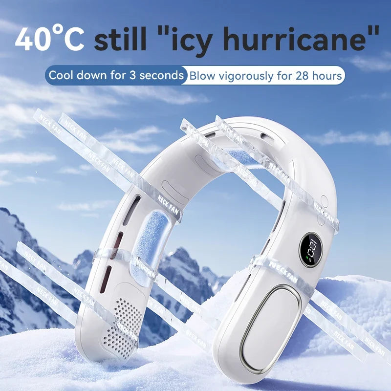 Bladeless Neck Fan 2026 – Portable Wearable Cooler Digital Display