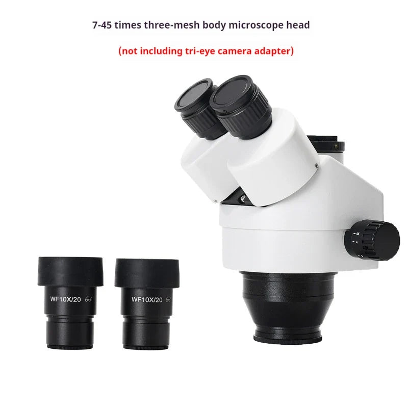 7-45X White Three Eye Binocular Microscope Lens Head Continuously