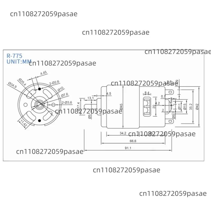 775 DC Motor 12V/24V 100W Permanent Magnet Geared Motor
