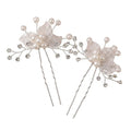 Bridal Pearl Rhinestone Flower Hairpin | White Wedding Hair Clip