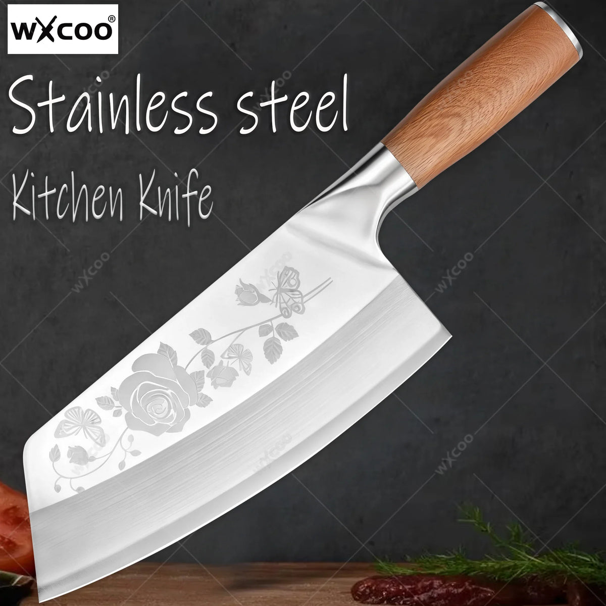 WXCOO 7.8" Chinese Cleaver | 5Cr15 Steel Chef & Butcher Knife