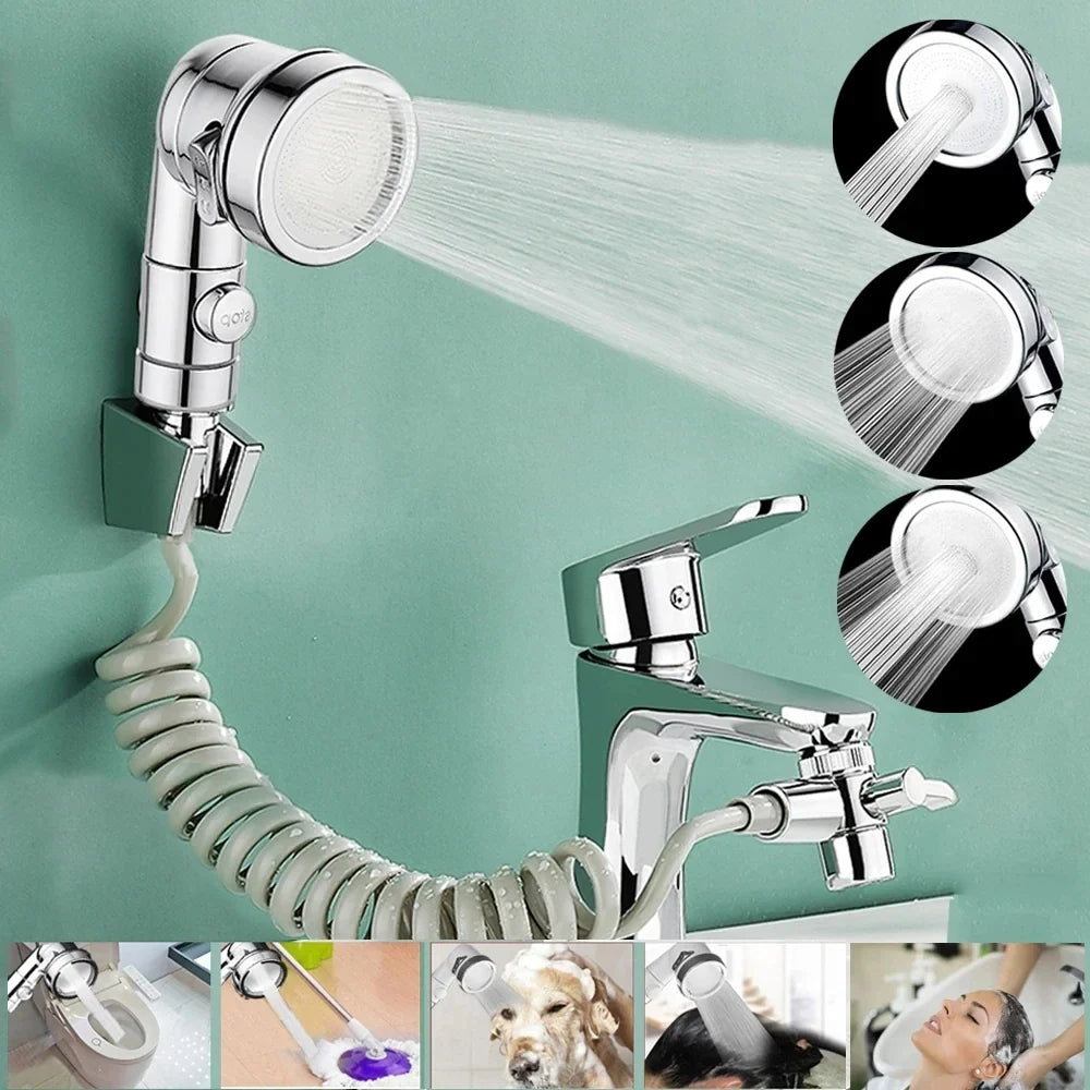 Faucet Diverter Valve & Handheld Shower Head Adapter Set