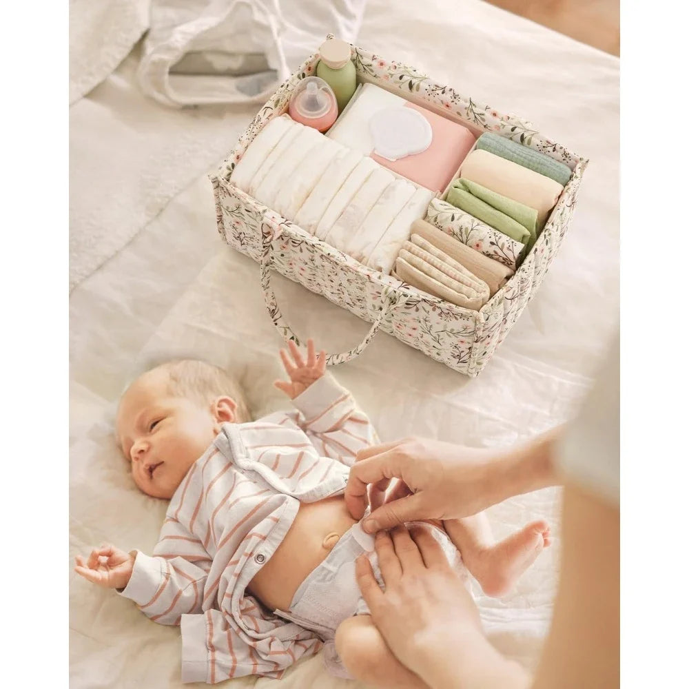 Floral Portable Diaper Caddy Organizer | Removable Divider